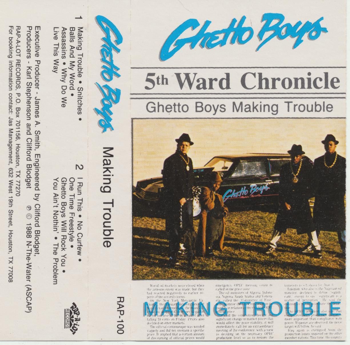 Making Trouble by Geto Boys (Tape 1988 Rap-A-Lot Records) in